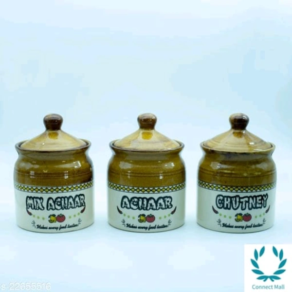 300ml Ceramic Pickle Jars With Lid Set Of 3 - Jars
